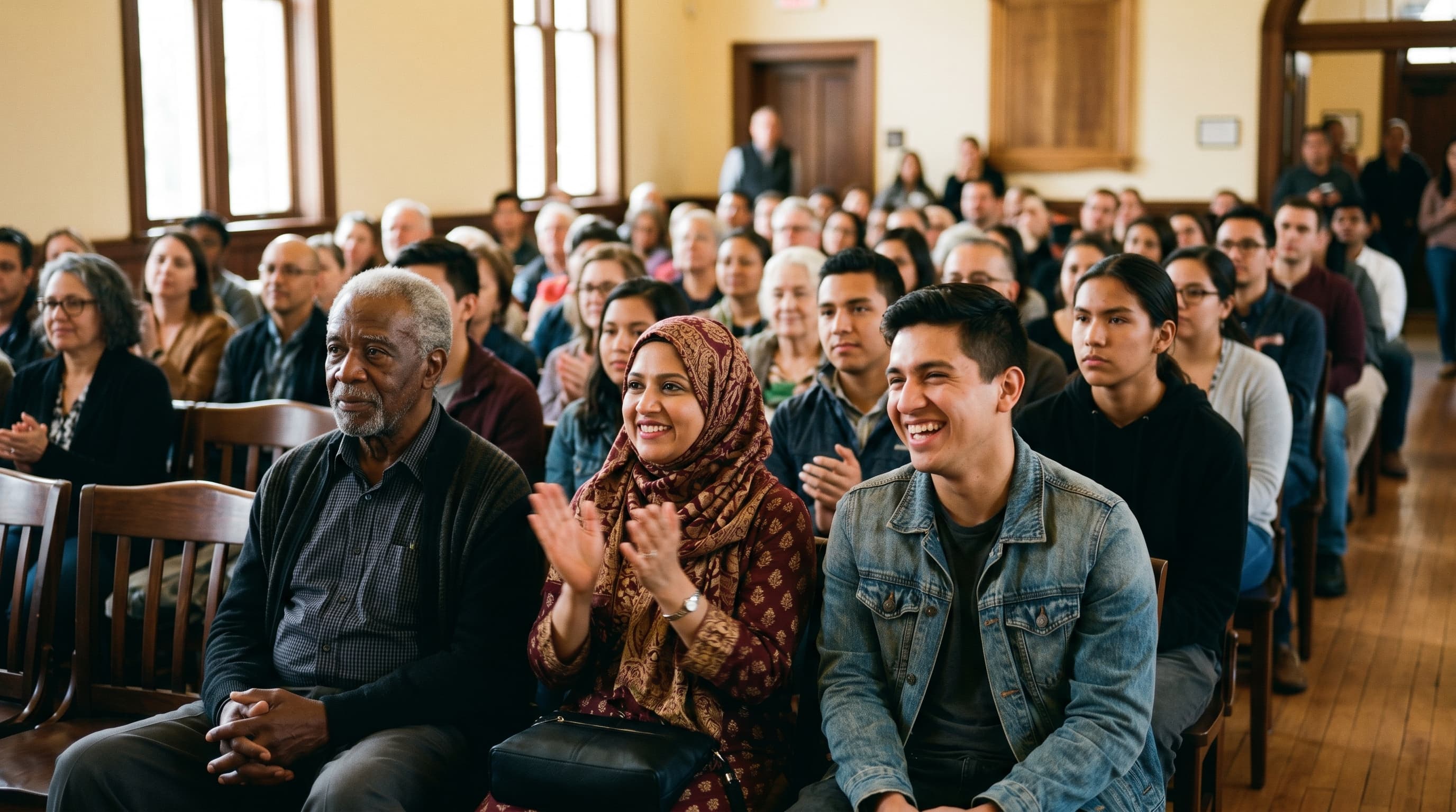 A community member responds to a speaker